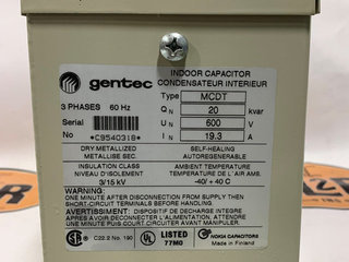 GENTEC- C9540318 (20KVAR,600V,TYPE: MCDT,CAPACITOR) Product Image